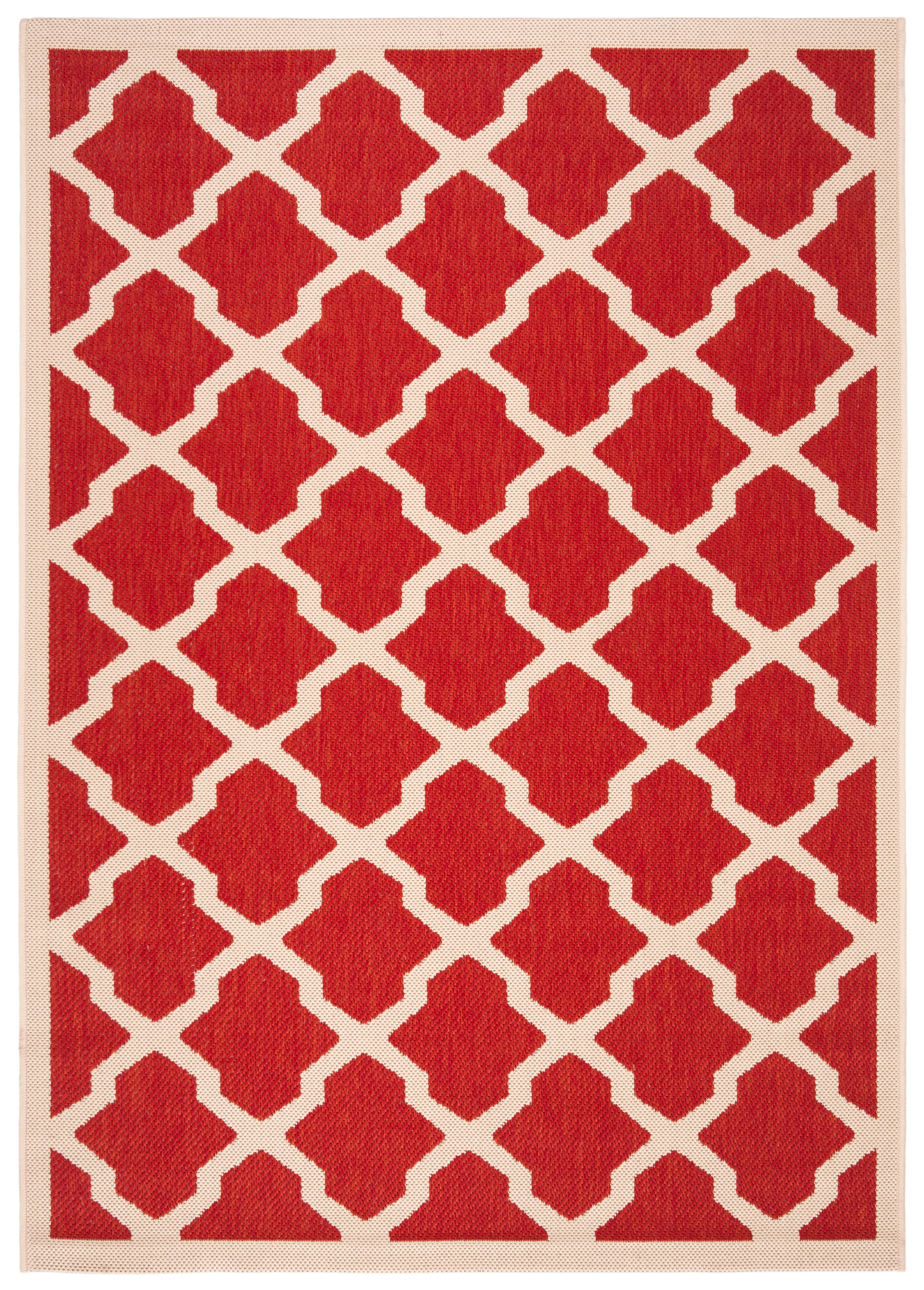 Safavieh Courtyard Amber Geometric Indoor/Outdoor Area Rug, Red/Bone, 4' x 5'7"