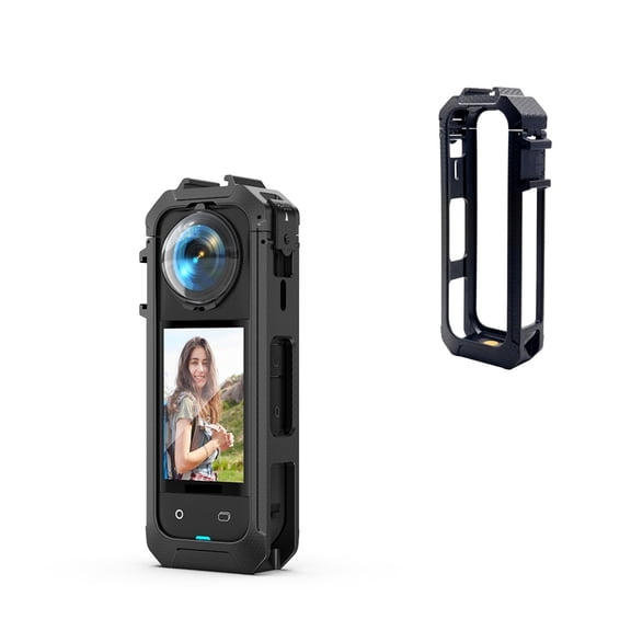 Camera Frame Cage Bezel For Insta360 X5 Magnetic Quick Release Interface Protective Case Anti-Scratch Plastic Housing Shell  Built-in Dual Cold Shoe Ports Expansion