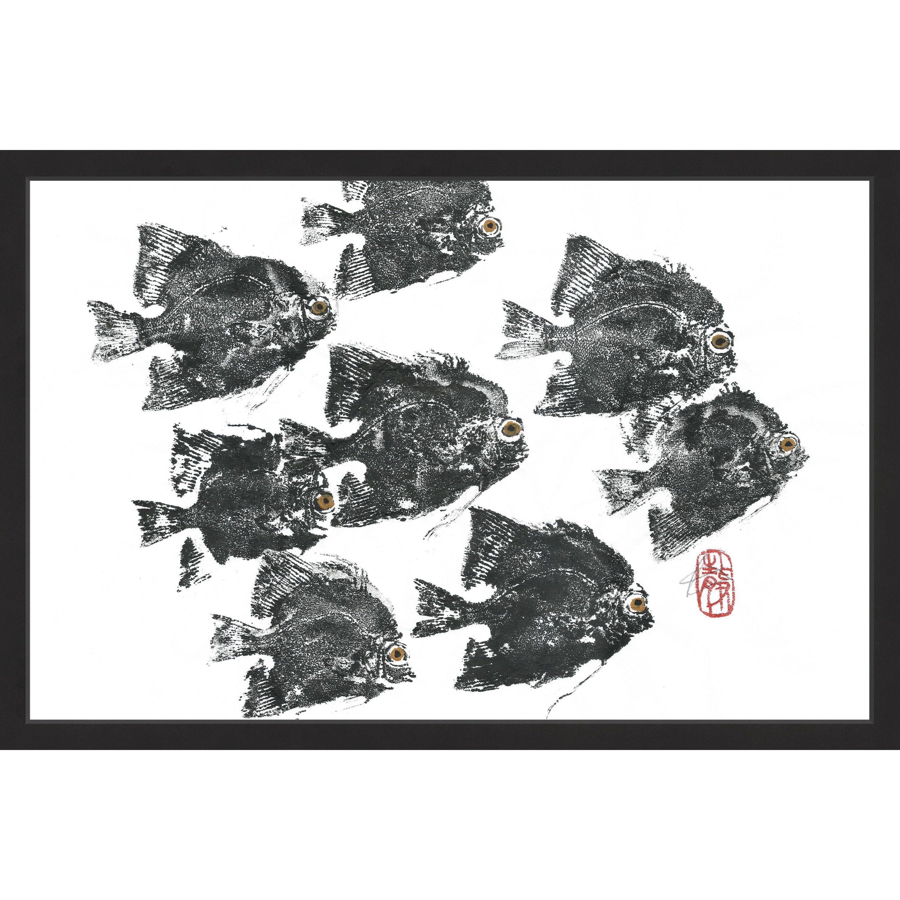 "Racing Fish" Framed Painting Print
