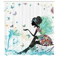 thumbnail image 3 of Ambesonne Fantasy Shower Curtain, Spring Wings Floral Print, 69"Wx70"L, Turquoise Black, 3 of 3