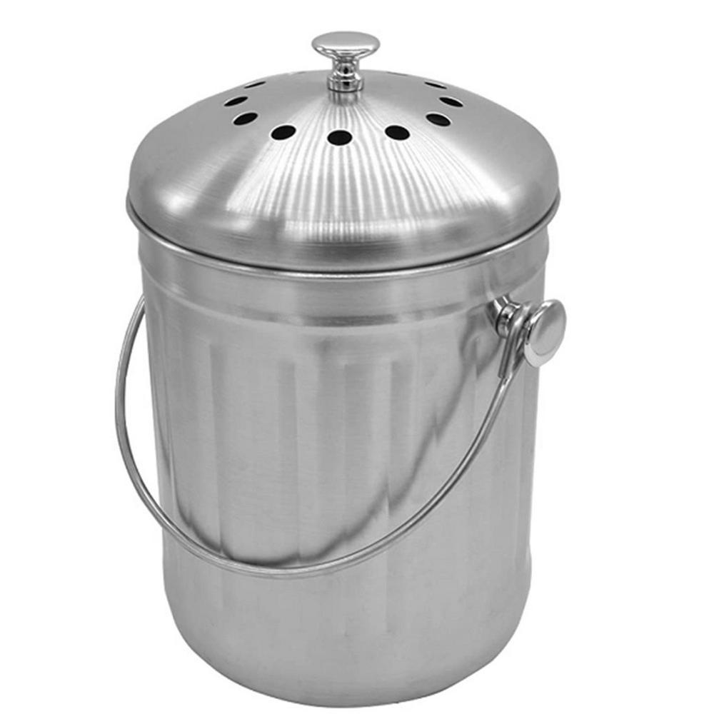 Tohuu Stainless Steel Compost Bin Trash Can with Lid for Kitchen