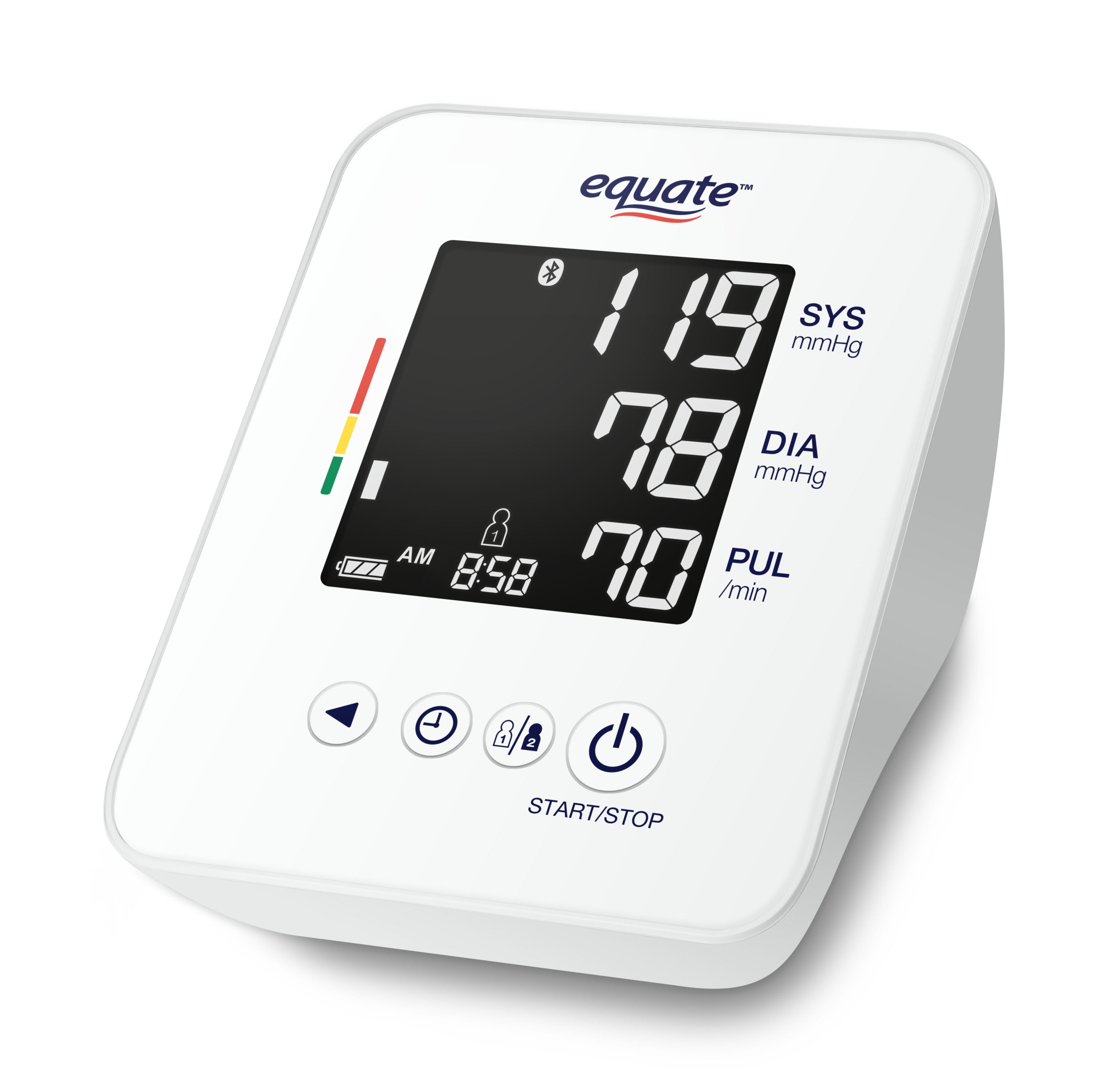 Equate 2 Plus Automatic Digital Wireless Blood Pressure Monitor for Home Use, Multiuser, Upper Arm Cuff - UA-6010BLEWM