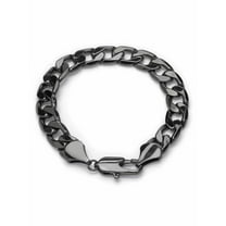 PalmBeach Jewelry Men's Curb-Link Chain Bracelet Black Ruthenium-Plated 9" (12mm)