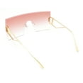 thumbnail image 4 of Womens Oversized Beveled Rimless Rectangle Mono Lens Sunglasses Gold Rose Pink, 4 of 4