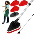 thumbnail image 3 of Scrub Cleaning Brush Set 2 in 1 Shower Cleaning Brush with Long Handle Extendable Multifunctional Tub Tile Scrubber Brush Triangle Cleaning Brush with Long Handle for Bathroom Bathtub Kitchen, 3 of 11