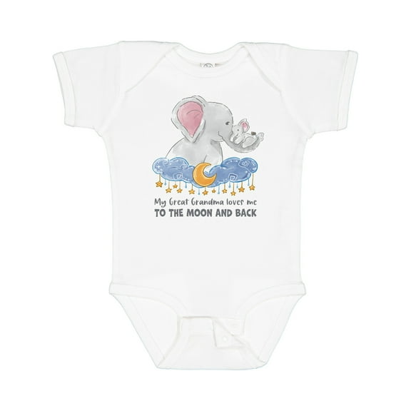 Inktastic My Great Grandma Loves Me to the Moon and Back Elephant Boys or Girls Baby Bodysuit