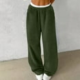 thumbnail image 2 of MaFYtyTPR Women's Wide Leg Pants Fall Winter Solid Color Mid Waist Furry Casual Comfy Warm Trousers Green XL, 2 of 5