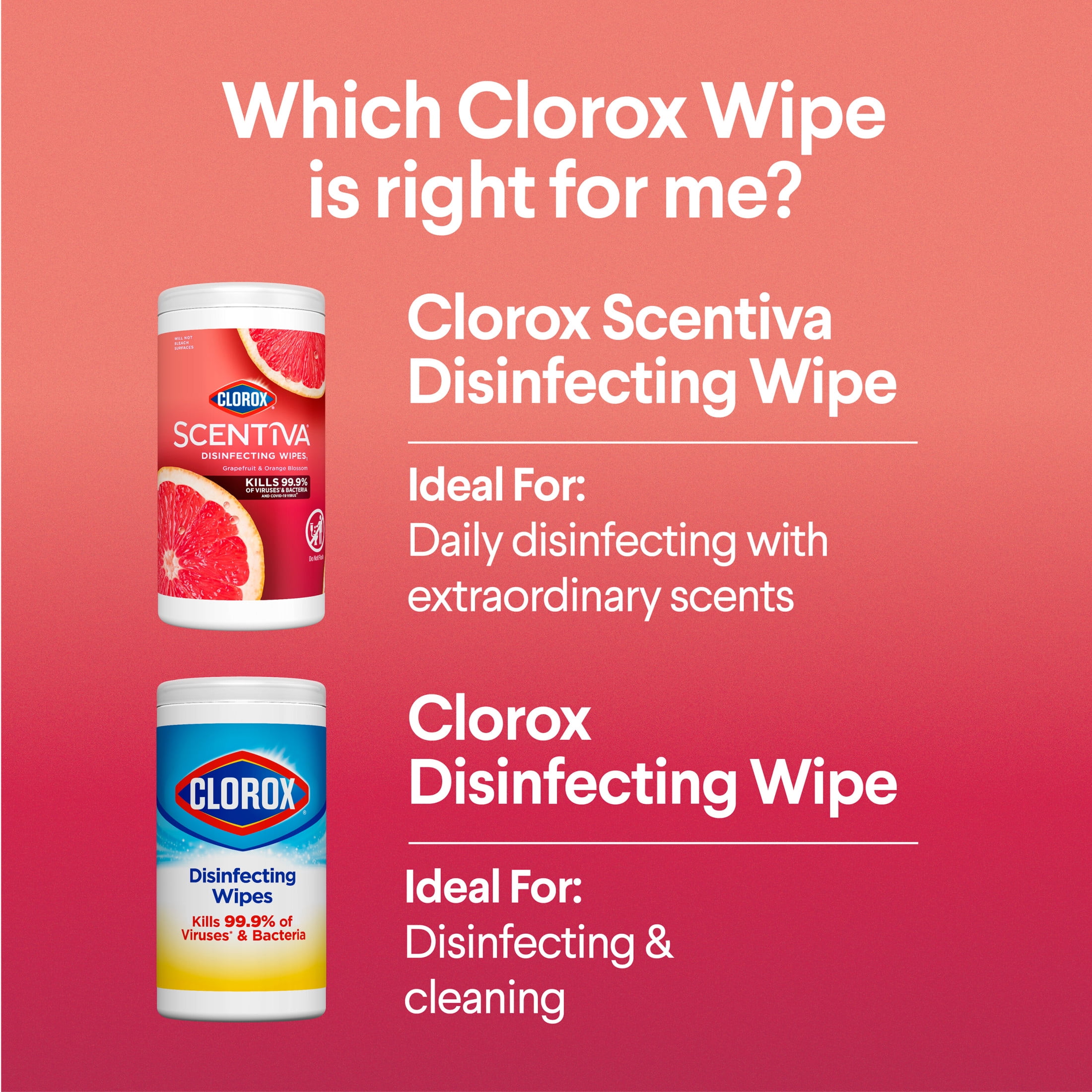(3 pack) Clorox Scentiva Bleach-Free Cleaning Wipes, Grapefruit & Orange Blossom, 75 Count