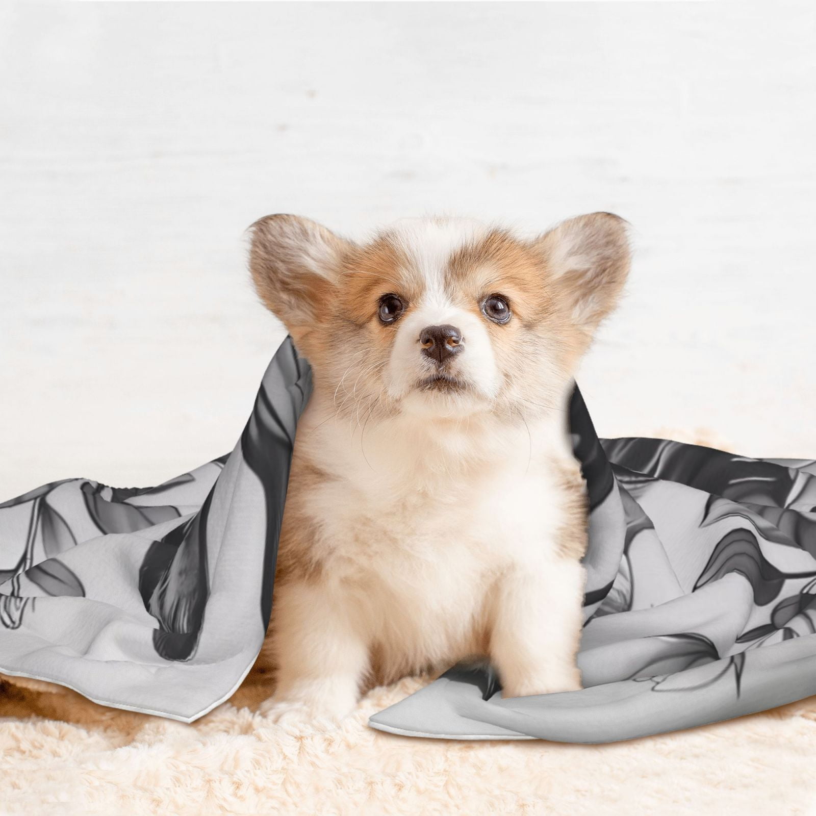 Naloa Monochrome Deer Floral Dog Blanket, 3 Sizes Cat Blanket for Indoor Cats Large Medium Small Dog Gifts-Medium