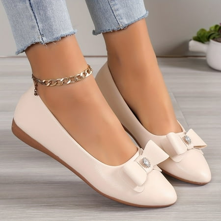 

Women s Rhinestone Bowknot Flats for Preppy Dress Lightweight Soft Sole Shoes