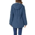 thumbnail image 3 of INSPIRE CHIC Women's Parka Coat Tie Waist Pockets Long Sleeve Faux Fur Hooded Jackets XL Navy Blue, 3 of 6