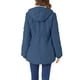 thumbnail image 3 of Abrigo parka para mujer INSPIRE CHIC con cinturón, bolsillos, mangas largas y capucha de piel sintética, color azul marino, 3 of 6