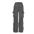 thumbnail image 4 of Lydiaunistar Womens Casual Long Pants Soft Polyester Wide Leg Work office Pants with Button Zipper Closure, Solid Color Lounge Travel Pants for All Seasons - Asian Sizing Black, 4 of 6