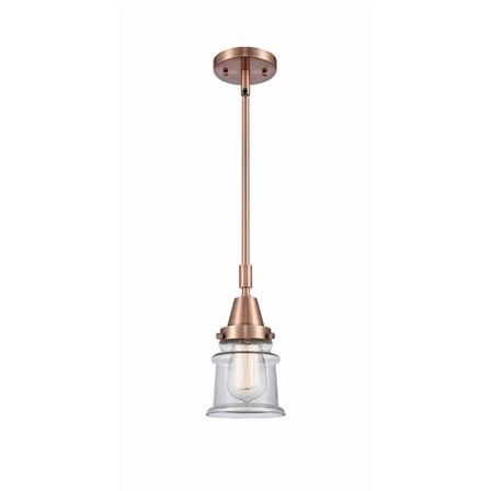 447-1S-AC-G182S-Innovations Lighting-Canton - 1 Light Stem Hung Mini Pendant In Industrial Style-11.13 Inches Tall and 6.5 Inches Wide-Antique Copper