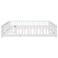 Full Size Montessori Floor Bed With Safety Fence - Low Profile Kids Bed With Door Opening