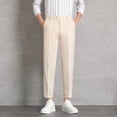 thumbnail image 2 of USNSM Men's Suit Pants Slim Fit Dress Pants for Men Daily Commuting Straight Leg Trousers Vintage Lightweight Casual Pants Yellow XXXL, 2 of 5