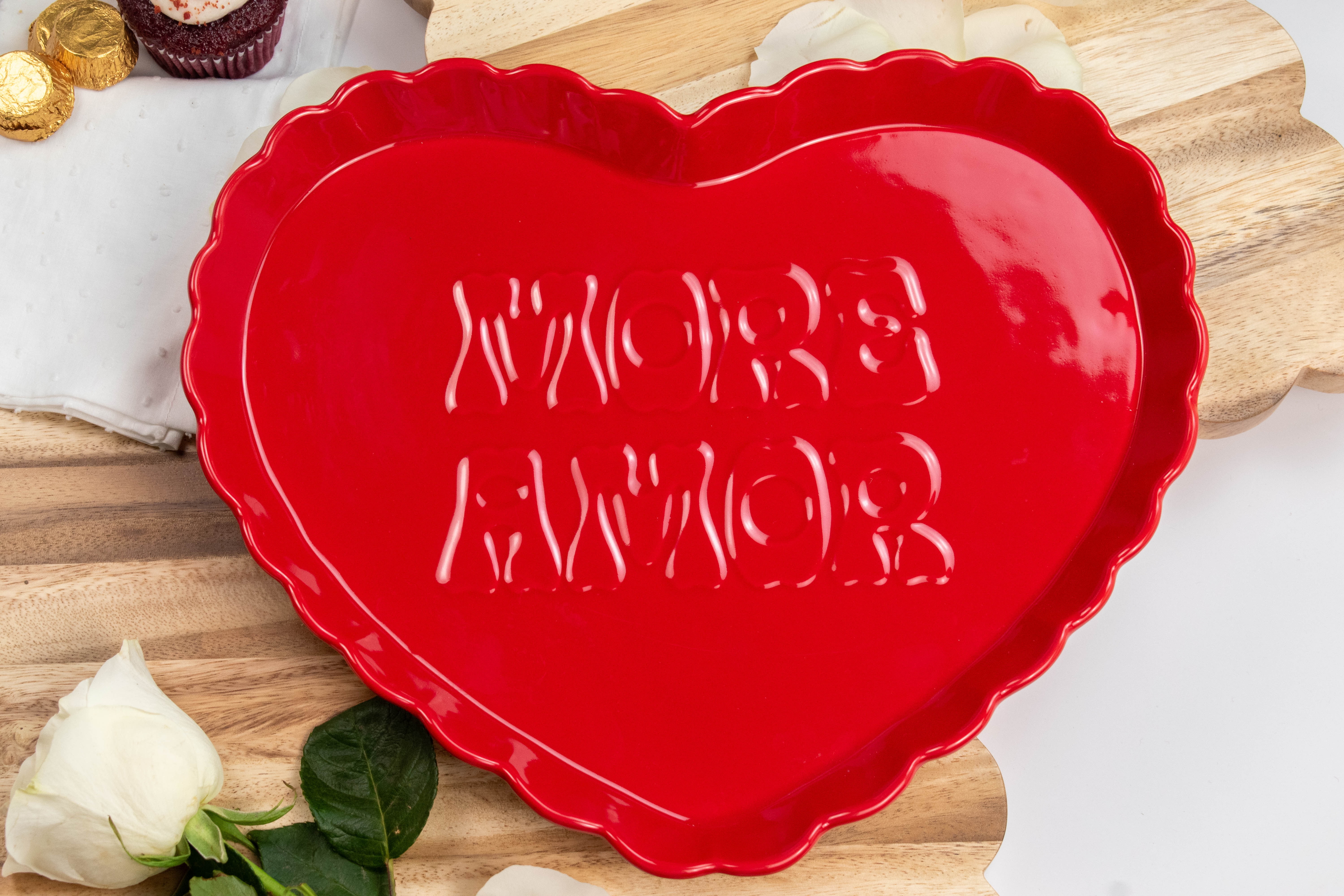 Way to Celebrate 1pk Red Ceramic Heart Serving Tray - Walmart.com