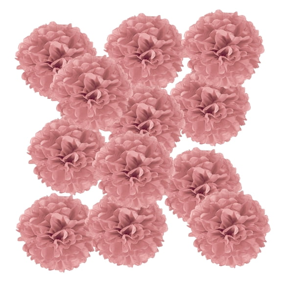 4inch Tissue Paper Pom Poms, 12PCS Pom Poms Paper Flowers Ball Tissue Paper Flowers for Wedding Bridal Shower Birthday Bachelorette Party Backdrop Decoration, Light Brown