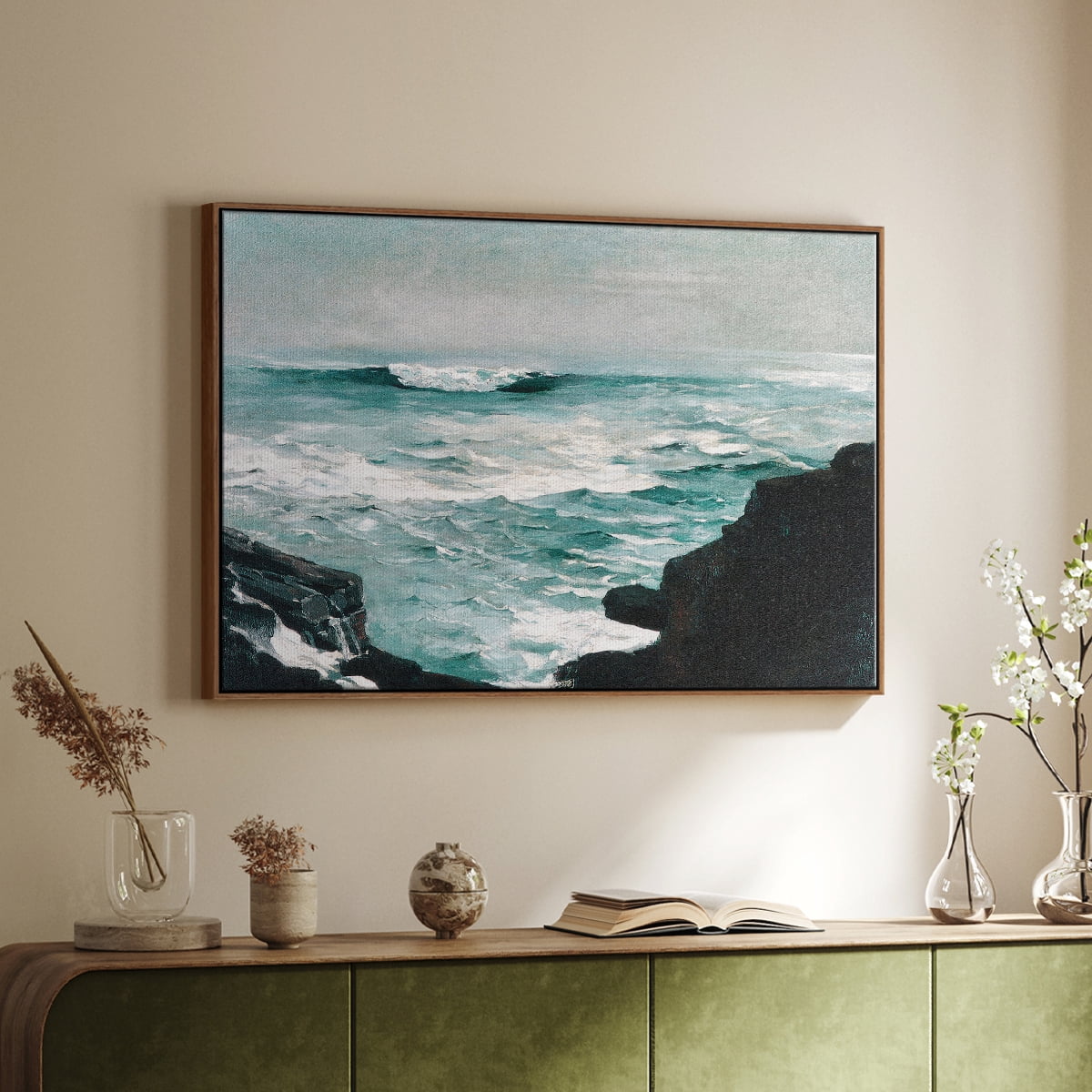Vintage Landscape-CXXXVIII By Wexford Home Framed in Walnut Wood Gallery Wrapped Canvas 25 in. x 37 in.