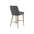 thumbnail image 4 of African Artifacts Modern, Contemporary Velvet Upholstered Counter Stool with Polished Gold Metal Legs, Set of 2, 23" W x 21" D x 40" H, Ideal for Bar and Pub Height Tables, 4 of 6