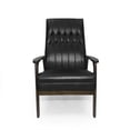 thumbnail image 2 of DUOSONG Mid Century Modern Upholstered Accent Chair, Matte Black Faux Leather Matte Black Faux Leather Furniture Primary Living Space Chairs & Accent Seating, 2 of 11