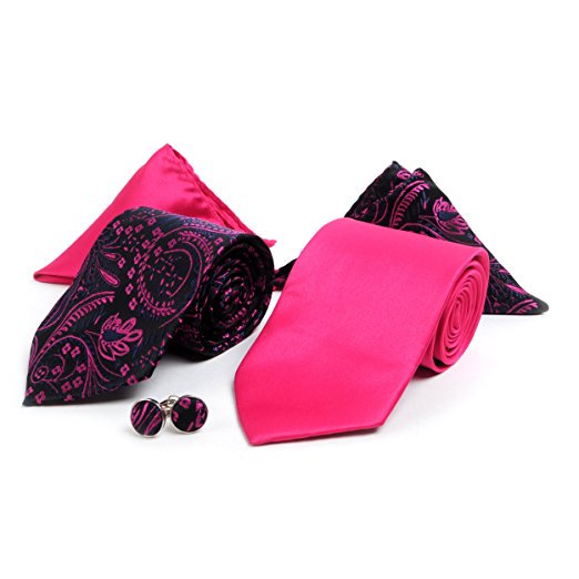 Boxed Gifts Men’s Paisley Matching Ties, Handkerchiefs, and Cufflinks Set