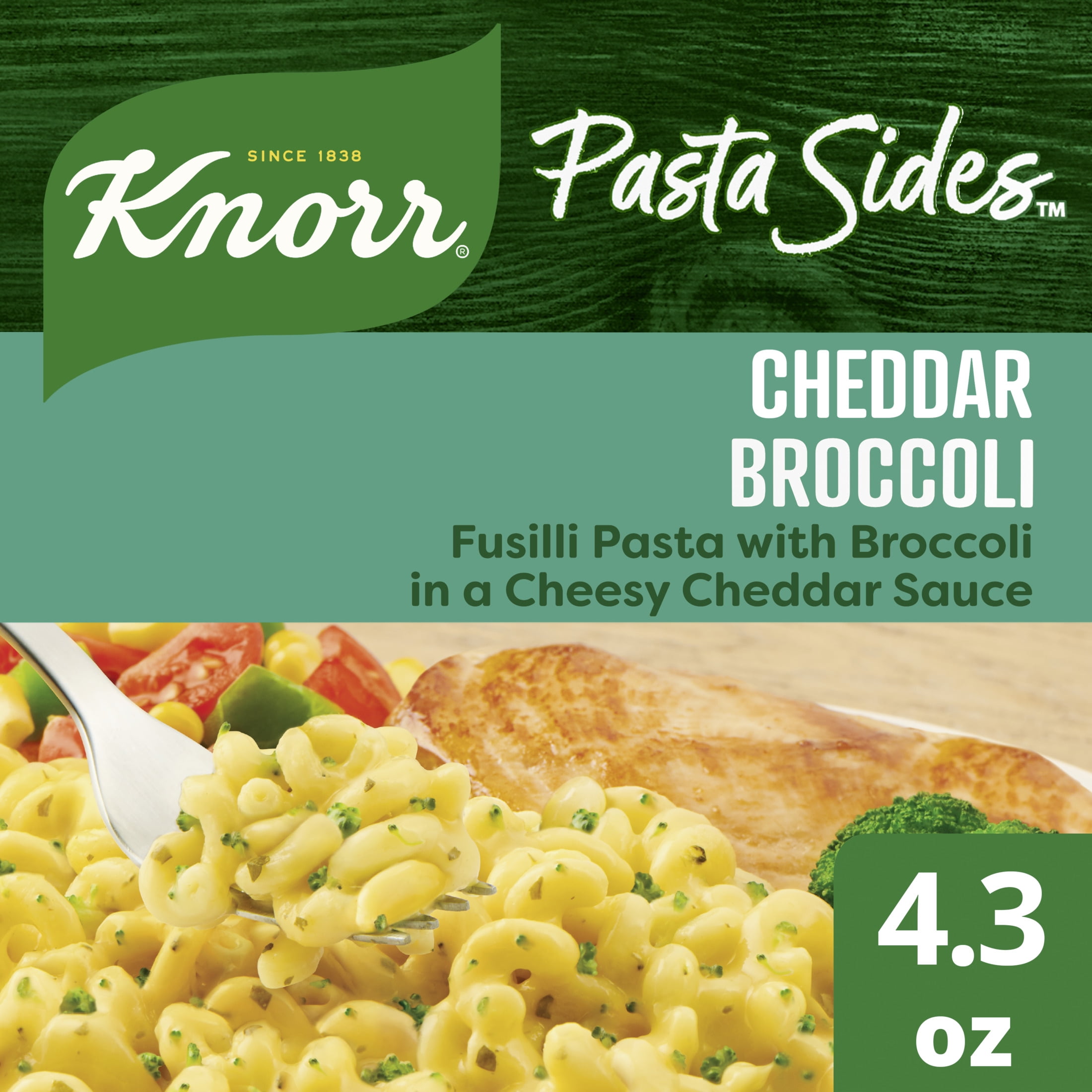 Knorr Pasta Sides Cheddar Broccoli Fusilli, Cooks in 10 Minutes, No Artificial Flavors, No Preservatives, No Added MSG 4.3 oz