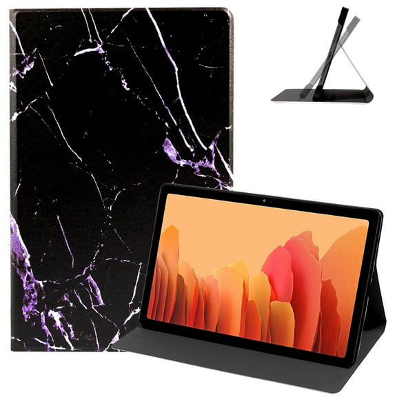 Marble Pattern Case for Samsung Galaxy Tab A7 Lite 8.7" (SM-T220) Tablet - TECH CIRCLE Slim Thin Lightweight Case Protective Flip Smart Stand Cover (Purple Black Marble)