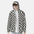 thumbnail image 4 of Fotbe Black and White Checkerboard Men's Women's UPF 50+ Sun Protection Jacket Hooded Cooling Shirt with Pockets Hiking Outdoor Performance-Large, 4 of 9