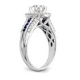 thumbnail image 6 of Solid 14k White Gold Diamond and Sapphire Blue September Gemstone Diamond Side-Stones with CZ Cubic Zirconia Peg Set Center Stone Cushion Halo Engagement Ring Size 8.5, 6 of 8