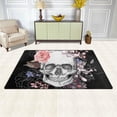 thumbnail image 3 of SKYSONIC Lightweight Soft Area Rugs Skull Surroundded by Flowers Floor Mat Doormat for for Rooms Entrance Hardwood Floor Living Room Nursery Rugs, 31x20 inch, 3 of 6
