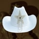 thumbnail image 3 of Sombrero de vaquero de verano decorativo de ala ancha, sombrero clásico para el sol para mujer, vestido elegante Blanco, 3 of 8