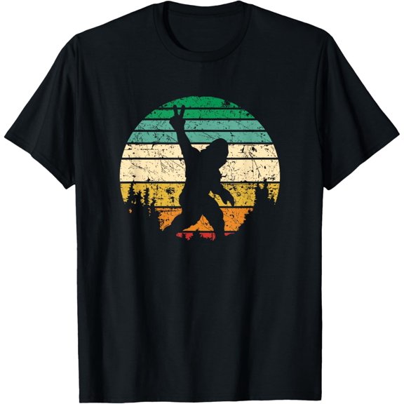 Sasquatch Peace Sign Funny Bigfoot Retro Grungy Sunset T-Shirt