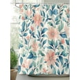 thumbnail image 2 of Shower Curtains Watercolors Pink Floral Bath Curtain Green Leaf Waterproof Bathroom Shower Curtain Set with Hooks Decoration 72 x 84 Inches, 2 of 7