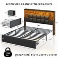 thumbnail image 3 of TIGUBFRE LED Bed Frame Queen Size with Bookshelf PU Leather Headboard, 2 Hidden Storage Drawers, Upholstered Platform Bed with Charging Station, Black, 3 of 9