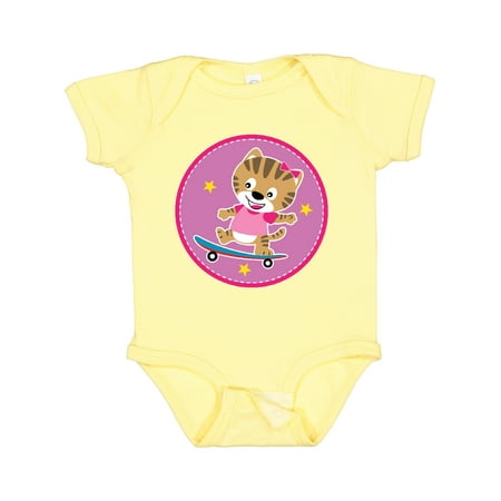 

Inktastic Skateboarding Cat Girls Skateboarder Girls Baby Bodysuit