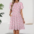 thumbnail image 2 of Seamless Pattern with Cute Teeth Short Sleeve Dress Women Summer Evening Dresses Ladies Sundress, 2 of 7
