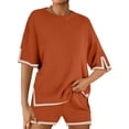 thumbnail image 2 of Women 2 Pieces Knit Sets Short Sleeve Tops & Shorts Suit, 2 of 5