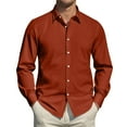 thumbnail image 6 of GrmtClth Men's Dress Shirts Long Sleeve Slim Fit Button Down Shirt Vintage Stretch Solid Color Casual Shirts Ginger XL, 6 of 7