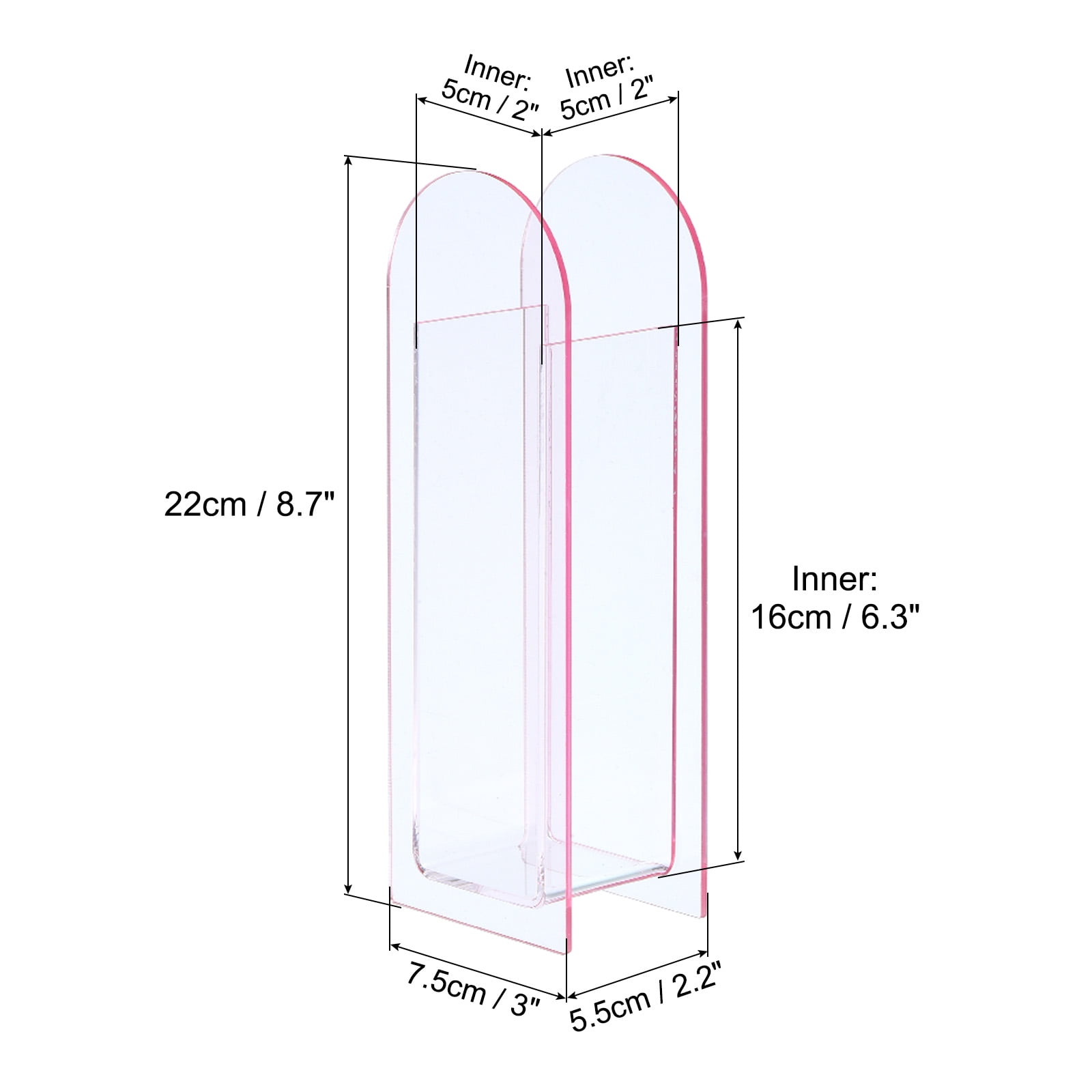 Unique Bargains Acrylic Vase Arch Floral Vase Clear Geometric Decorative Vase Pink
