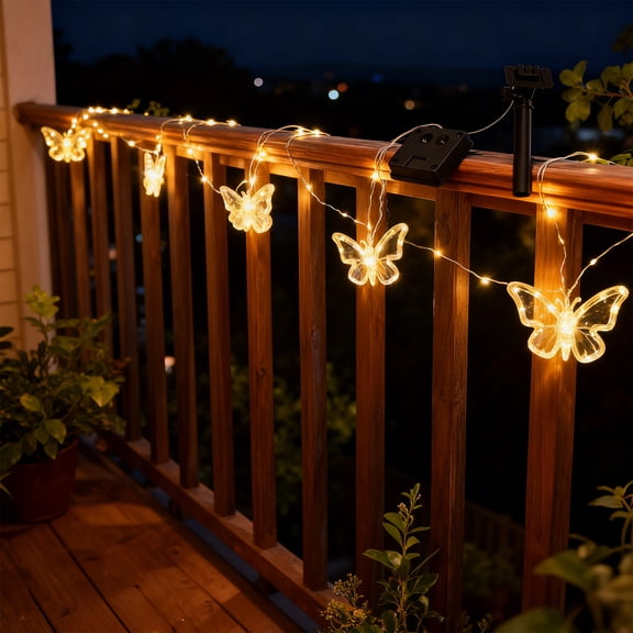 FEOLGEHLY Solar Lights String Outdoor Waterproof, Outdoor Solar Lights Butterflies Shaped LED Light Solar Garden Lights Fence Yard Patio Party Decoration Solar Garden Lights