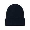thumbnail image 2 of dianhelloya Unisex Autumn Winter Solid Color Knitting Hat Beamless Thickened Beanie Hat Men Women Warm Hat Fashion Accessories Navy Blue, 2 of 8