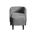 thumbnail image 3 of Castle Place Elegant Upholstered Linen Accent Chair with Stool, Light Grey, 3 of 5