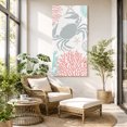 thumbnail image 6 of Canvas Wall Art, Teal Red Crab Coastal Framed Canvas Prints for Hallway Bedroom, Summer Coral Nautical Oversized Gallery Wrapped Wall Decor for Home Office, Gifts, 24"x48" Ship Next Day, 6 of 9