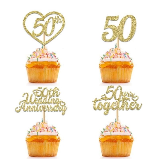Decoración para cupcakes ZitTro para 50 aniversario de boda, 24 unidades