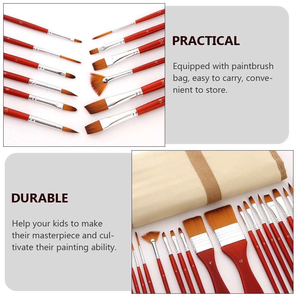 FENGGUIQU 24-Piece Watercolor Brush Set with Nylon Bristles and Brown Handles for Painting and Art Supplies