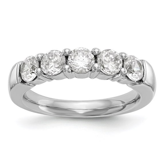 14K White Gold Ring Band Wedding Diamond Round 5-Stone