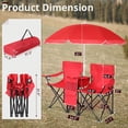 thumbnail image 5 of IVV 2-Person Folding Camp Chair with Removable Sun Umbrella, Heavy Duty Steel Tube Oxford Cloth Double Seat Outdoor Lounge Fishing Chair with Carry Bag, Red, 5 of 9