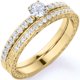 thumbnail image 1 of JeenMata 0,83 Uds - Moissanita Redonda - Pavé - Victoriano - Delicado - Anillo de Compromiso - Conjunto de Anillo de Boda Vintage - Oro Amarillo de 18 K sobre Plata, 1 of 6