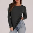 thumbnail image 3 of Ronuti Long Sleeve Thermal Shirt for Women Light Fleece Tops Spring 2025 Crew Neck Casual Basic T-Shirts, 3 of 9